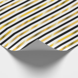 Papier Cadeau Bandes d'or et de noir