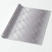 Papier Cadeau Bandes élégantes de Mariage Argent (Déroulé)