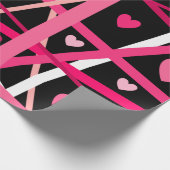 Papier Cadeau Bandes et coeurs rouges, roses et blancs (Coin)