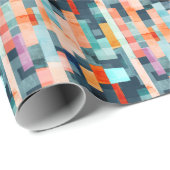 Papier Cadeau Bandes géométriques multicolores, motif tendance. (Coin rond)
