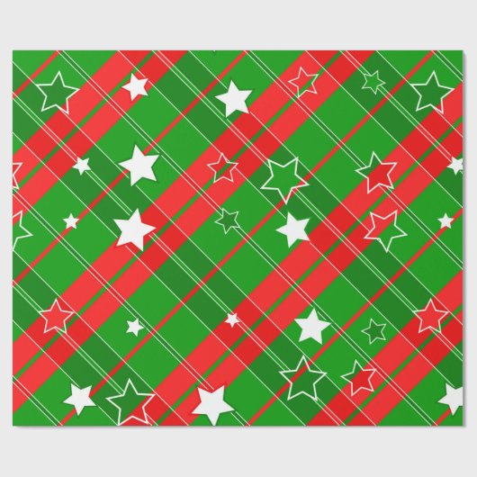 Papier Cadeau Bandes Géométriques Rouge Et Vert (Plat)