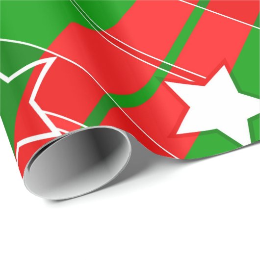 Papier Cadeau Bandes Géométriques Rouge Et Vert (Coin rond)