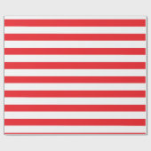 Papier Cadeau Bandes horizontales classiques rouge épais et blan (Plat)