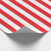 Papier Cadeau Bandes horizontales classiques rouge épais et blan (Coin)