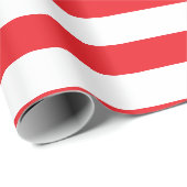 Papier Cadeau Bandes horizontales classiques rouge épais et blan (Coin rond)