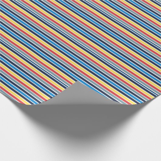 Papier Cadeau Bandes horizontales multicolores vives.  (Coin)