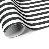 Papier Cadeau Bandes Horizontales Noires Et Blanches (Coin rond)