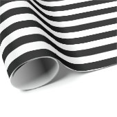 Papier Cadeau Bandes horizontales noires et blanches de petite t (Coin rond)