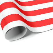 Papier Cadeau Bandes horizontales rouges et blanches de taille m (Coin rond)