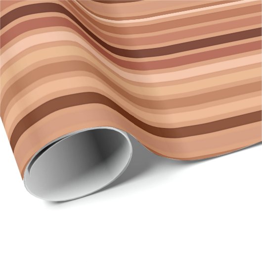Papier Cadeau Bandes mélangées, Brown, Tan et Crème (Coin rond)
