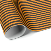 Papier Cadeau Bandes minces en noir et orange (Coin rond)