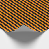 Papier Cadeau Bandes moyennes noires et orange (Coin)