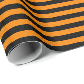 Papier Cadeau Bandes moyennes noires et orange (Coin rond)