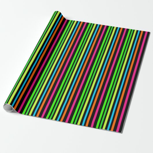 Papier Cadeau Bandes néon (Déroulé)