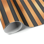 Papier Cadeau Bandes noires et en cuivre (Coin rond)