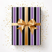 Papier Cadeau Bandes noires violettes d'Halloween