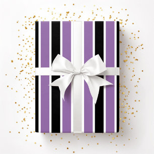 Papier Cadeau Bandes noires violettes d'Halloween