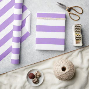 Papier Cadeau Bandes pourpres, Blancs, Motif rayé