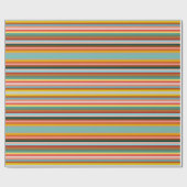Papier Cadeau Bandes rétro horizontales colorées (Plat)