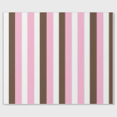 Papier Cadeau Bandes roses, chocolatées et blanches (Plat)