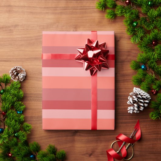 Papier Cadeau Bandes roses de corail (Cadeau de vacances)