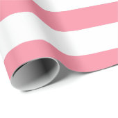 Papier Cadeau Bandes roses et blanches douces (Coin rond)