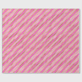 Papier Cadeau Bandes roses et or chaudes (Plat)