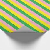 Papier Cadeau Bandes roses, jaunes et vertes (Coin)