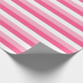 Papier Cadeau Bandes roses, roses chaudes et blanches (Coin)