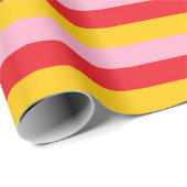 Papier Cadeau Bandes roses, rouges et dorées (Coin rond)
