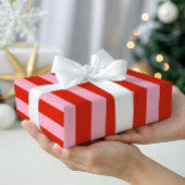 Papier Cadeau Bandes roses rouges rétro