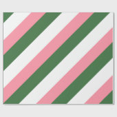 Papier Cadeau Bandes roses, vertes et blanches (Plat)