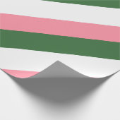 Papier Cadeau Bandes roses, vertes et blanches (Coin)