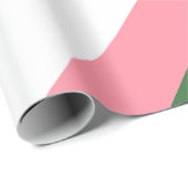 Papier Cadeau Bandes roses, vertes et blanches (Coin rond)