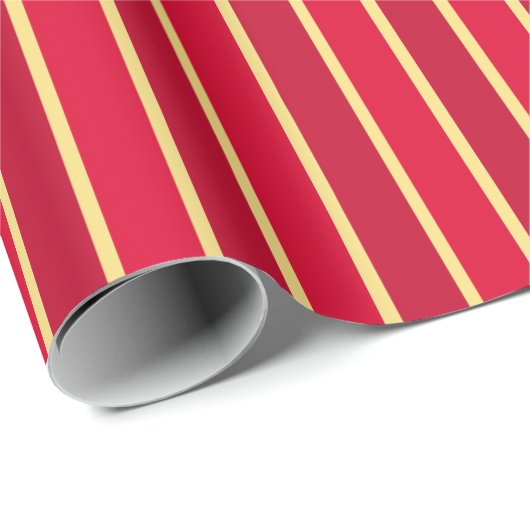 Papier Cadeau Bandes rouge et or à deux tons (Coin rond)