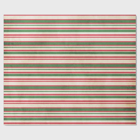 Papier Cadeau Bandes rouges blanches vertes (Plat)