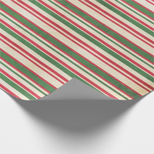 Papier Cadeau Bandes rouges blanches vertes (Coin)