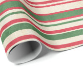 Papier Cadeau Bandes rouges blanches vertes (Coin rond)