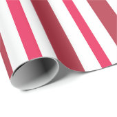 Papier Cadeau Bandes rouges et blanches classiques (Coin rond)