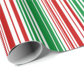 Papier Cadeau Bandes rouges et vertes (Coin rond)
