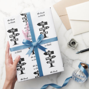 Papier Cadeau Bandes rustiques noires et blanches La chasse est 
