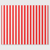 Papier Cadeau Bandes verticales de taille moyenne rouge et blanc (Plat)