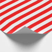 Papier Cadeau Bandes verticales de taille moyenne rouge et blanc (Coin)