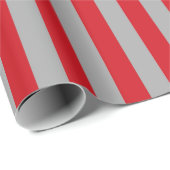Papier Cadeau Bandes verticales rouges et argentées (Coin rond)