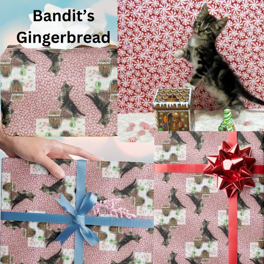 Papier Cadeau Bandit la maison de pain d'épice du chat