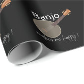 Papier Cadeau Banjo Me Rend Heureux (Coin rond)