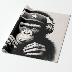 Papier Cadeau Banksy DJ Monkey Gorilla Chimp
