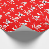 PAPIER CADEAU BANNIÈRES DE PIRATE ROUGE SKULL, OBJETS TRAVERSÉS, (Coin)