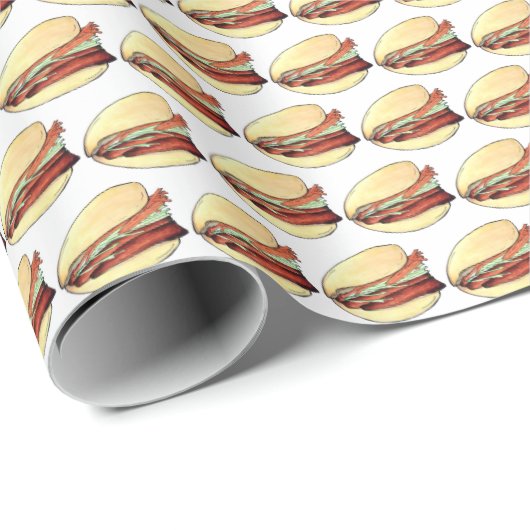 Papier Cadeau Bao Buns Porkbelly Lotus Bun Alimentation chinoise (Coin rond)