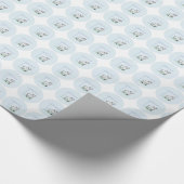 Papier Cadeau Baptême Agneau de garçon bleu, personnalisable (Coin)